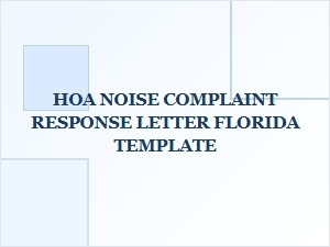 Florida Hoa Noise Complaint Response Letter Template
