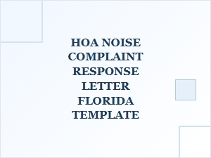 Florida Noise Complaint Response Letter Template