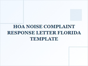 Florida Noise Complaint Response Letter Template
