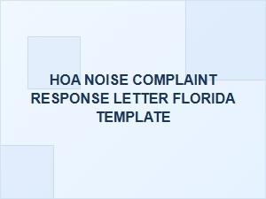 Hoa Noise Complaint Response Letter Template Florida