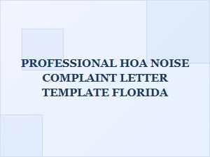 Professional Hoa Noise Complaint Letter Template Florida