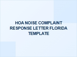 Hoa Noise Complaint Response Letter Florida Template