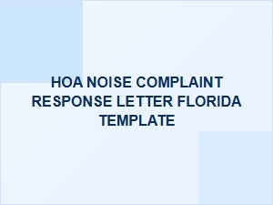 Hoa Noise Complaint Response Letter Florida Template