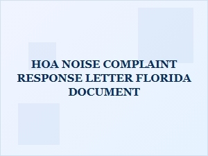 Hoa Noise Complaint Response Letter Florida