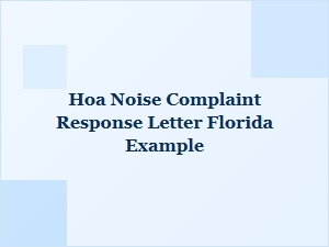 Hoa Noise Complaint Response Letter Florida Example