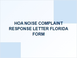 Hoa Noise Complaint Response Letter Florida Form