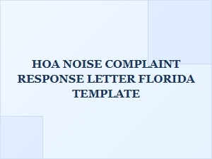 Hoa Noise Complaint Response Letter Florida Template