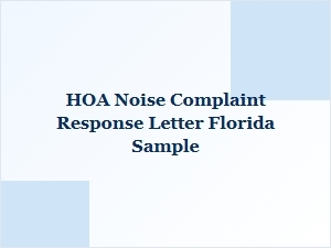 Florida Noise Complaint Response Letter Sample