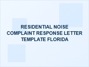 Residential Noise Complaint Response Letter Template Florida