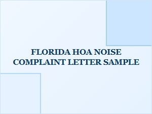 Florida Hoa Noise Complaint Letter Sample