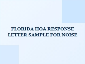 Florida Hoa Noise Complaint Response Letter Sample